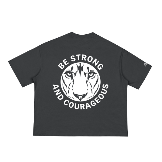 Prophetic Company DROP001 Be Strong and Courageous Black Classic Loose Boxy Tee